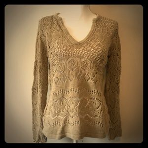 Eddie Bauer Crochet V-Neck Sweater